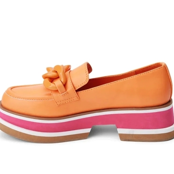 Coconuts by Matisse Orange Loafers Chain Accent Sorbet Size 6 - Picture 5 of 6